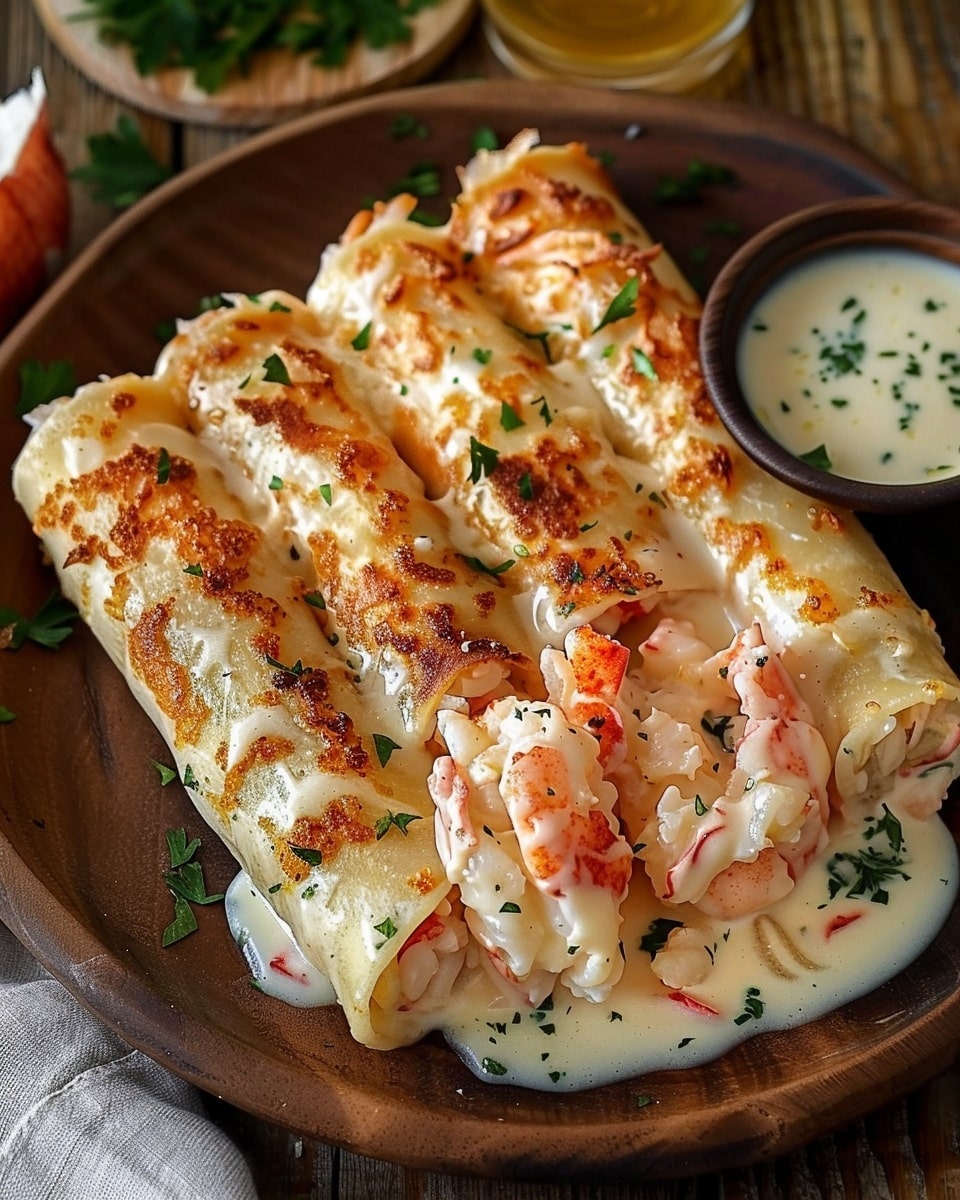 Cheesy Lobster Alfredo Roll-Ups