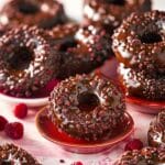 Chocolate French Crullers with Raspberry Fudge Glaze