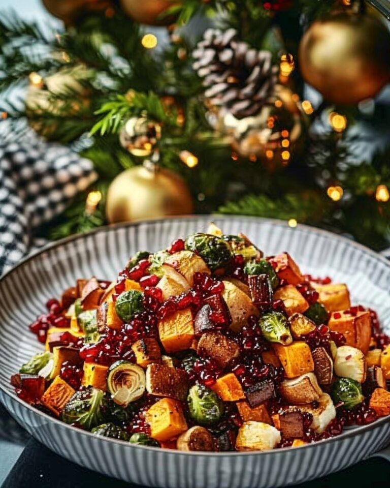 Cranberry-Glazed Roasted Butternut Squash, Brussels Sprouts & Sweet Potato Salad
