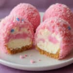 Crispy Cotton Candy Cheesecake Bites