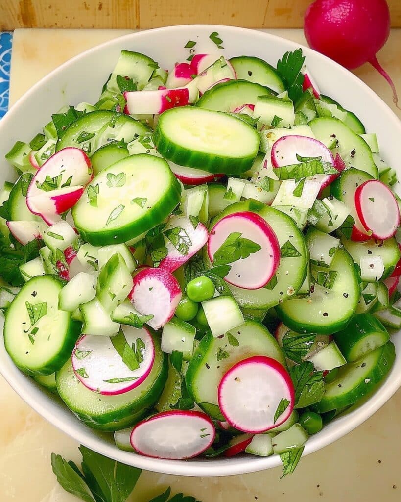 Crunchy Cucumber, Radish & Snap Pea Chopped Salad
