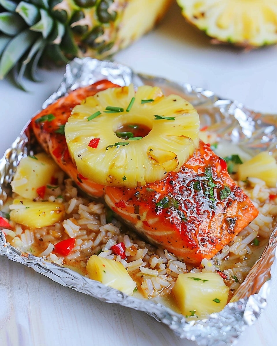 Easy Garlic Butter Salmon + Pineapple Packets