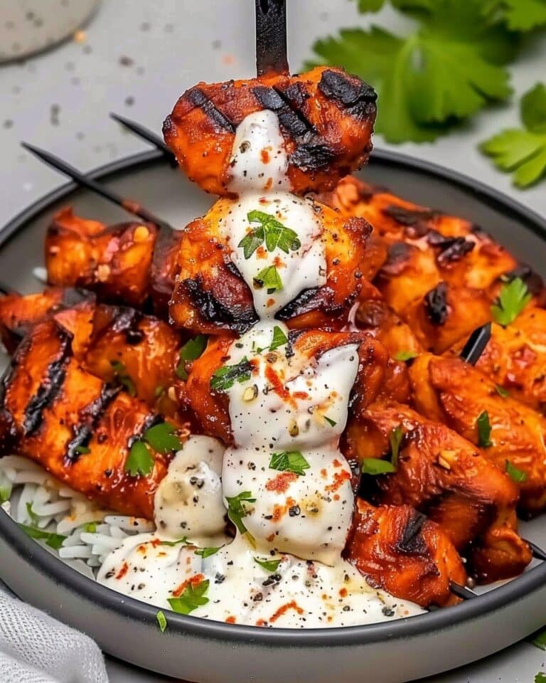 Grilled Chicken Bites with Creamy Garlic Sauce