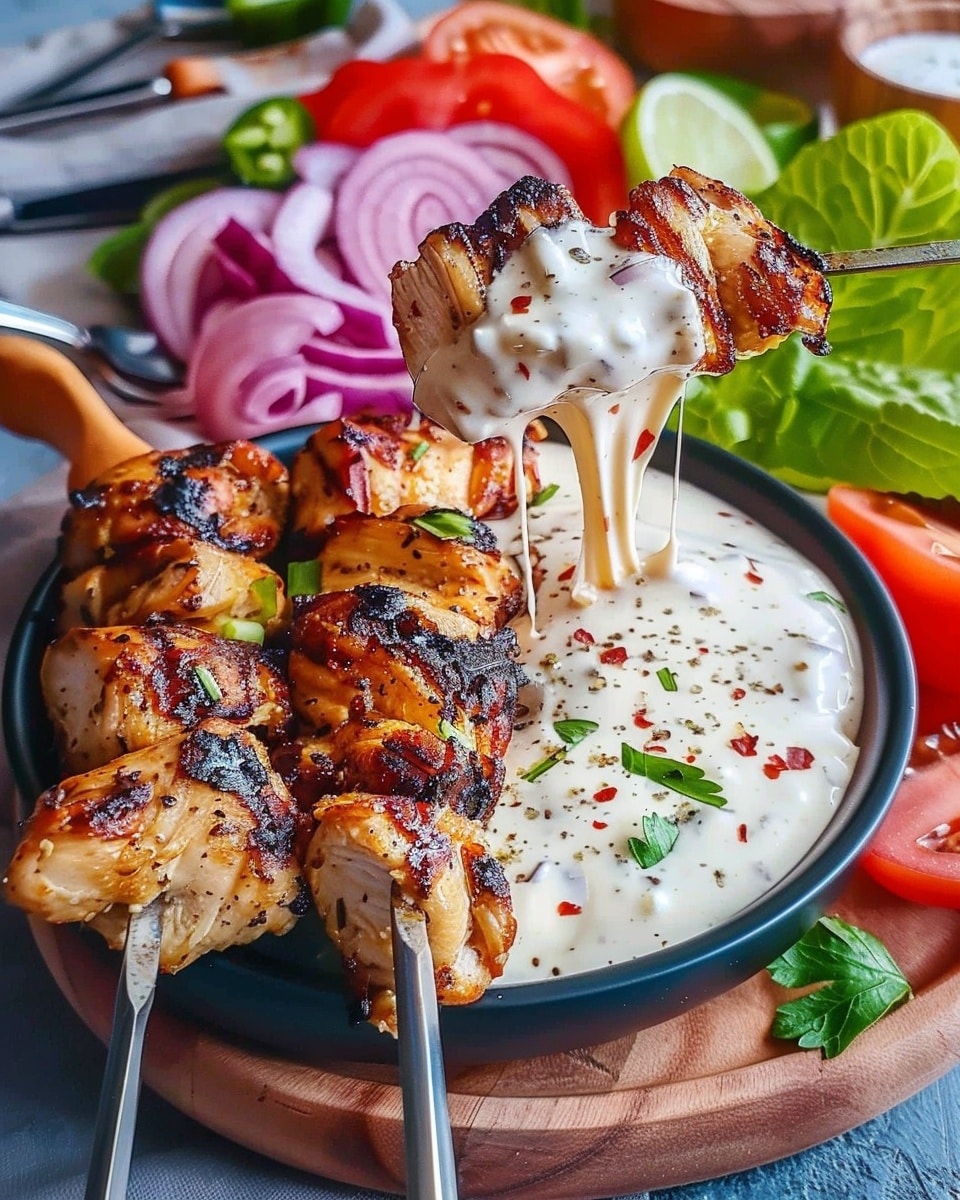 Grilled Chicken Bites with Creamy Garlic Sauce