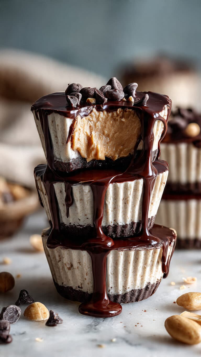 Healthy Frozen Peanut Butter Greek Yogurt Cups with Chocolate Top