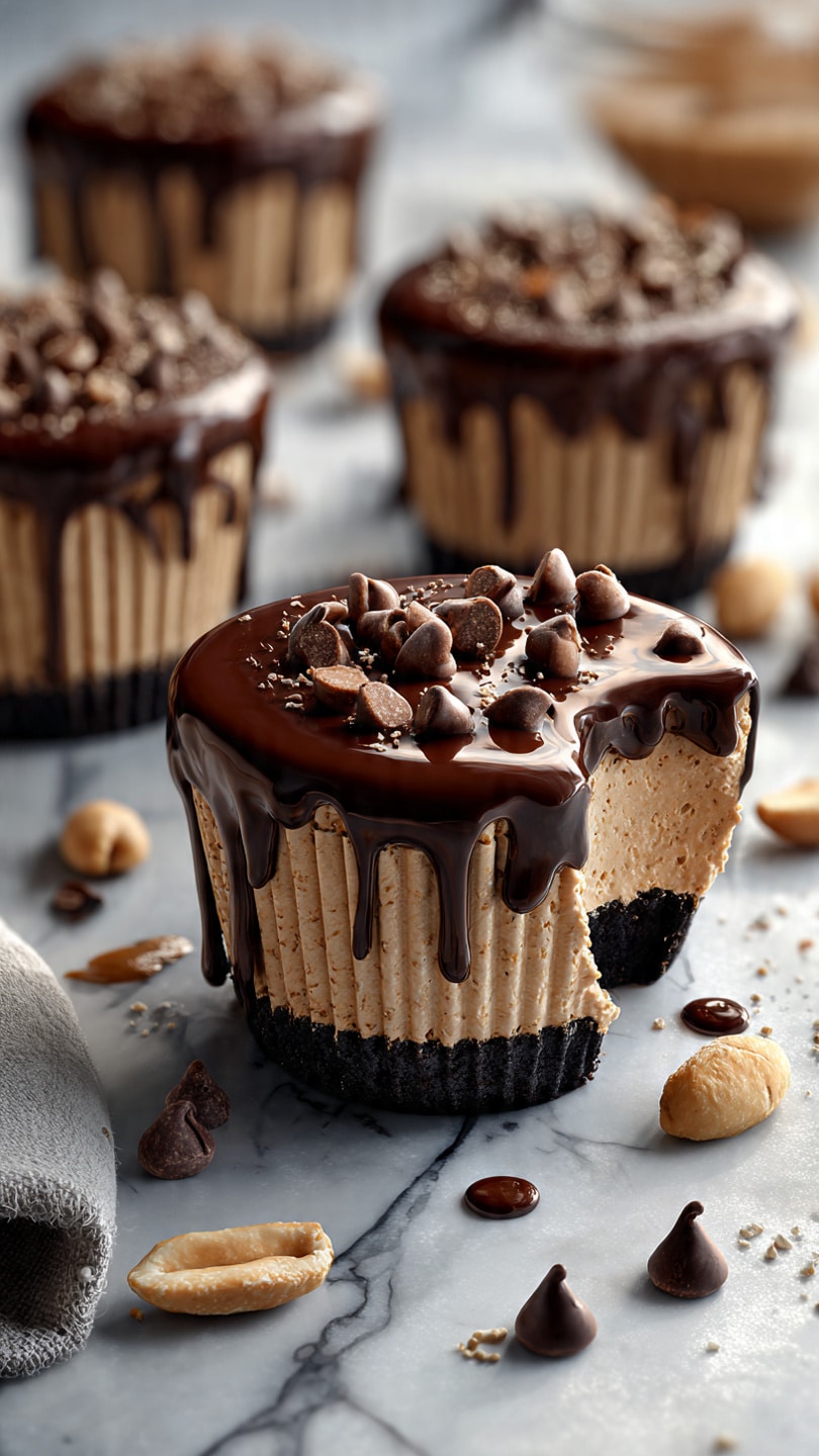 Healthy Frozen Peanut Butter Greek Yogurt Cups with Chocolate Top