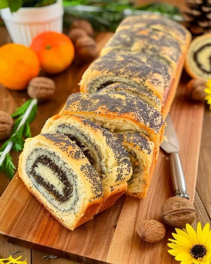 Hungarian Beigli Walnut Poppy Seed Roll Cake