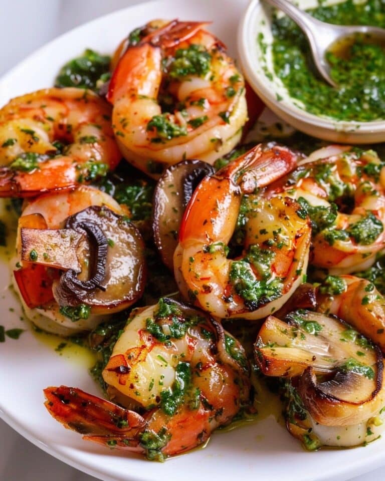 Pesto Shrimp with Mushrooms