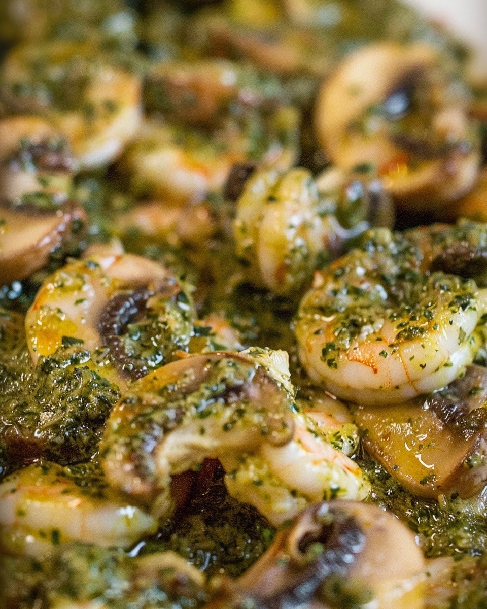 Pesto Shrimp with Mushrooms