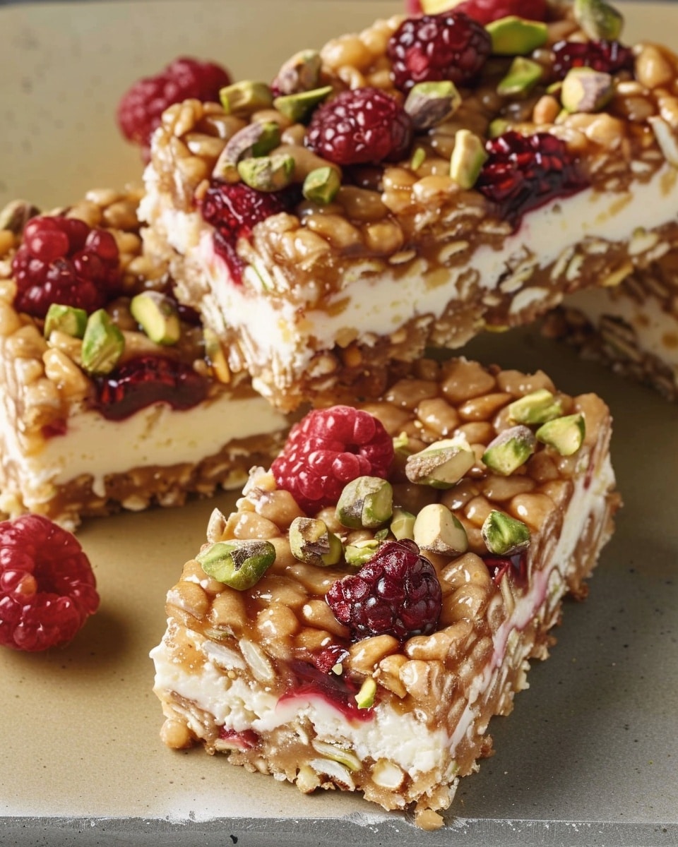 Raspberry Pistachio Cottage Cheese Bars