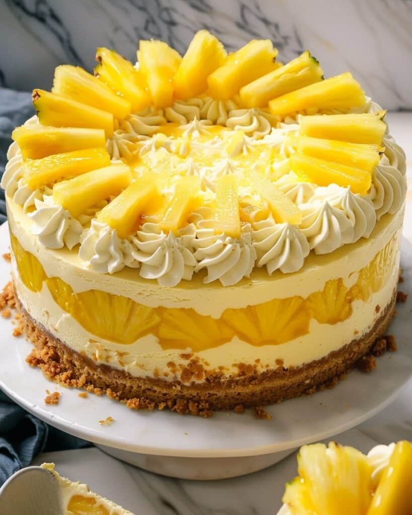 Refreshing No-Bake Pineapple Mousse Cheesecake