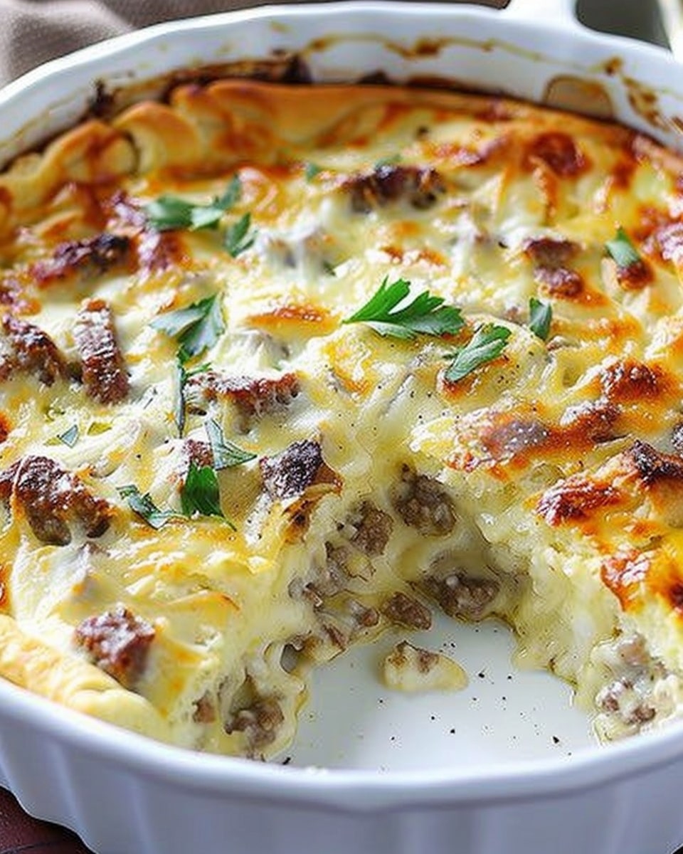 Sausage & Crescent Roll Breakfast Casserole