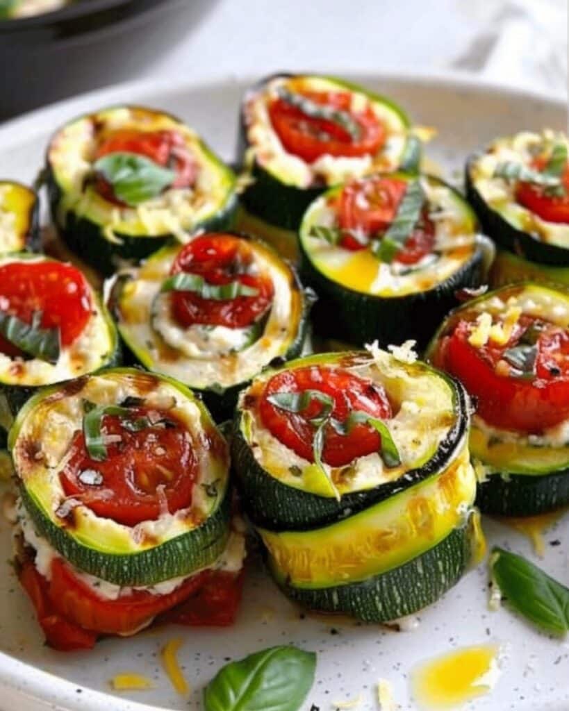 Vegan Grilled Zucchini Rollups Stuffed with Lemon-Basil Ricotta & Slow-Roasted Tomatoes