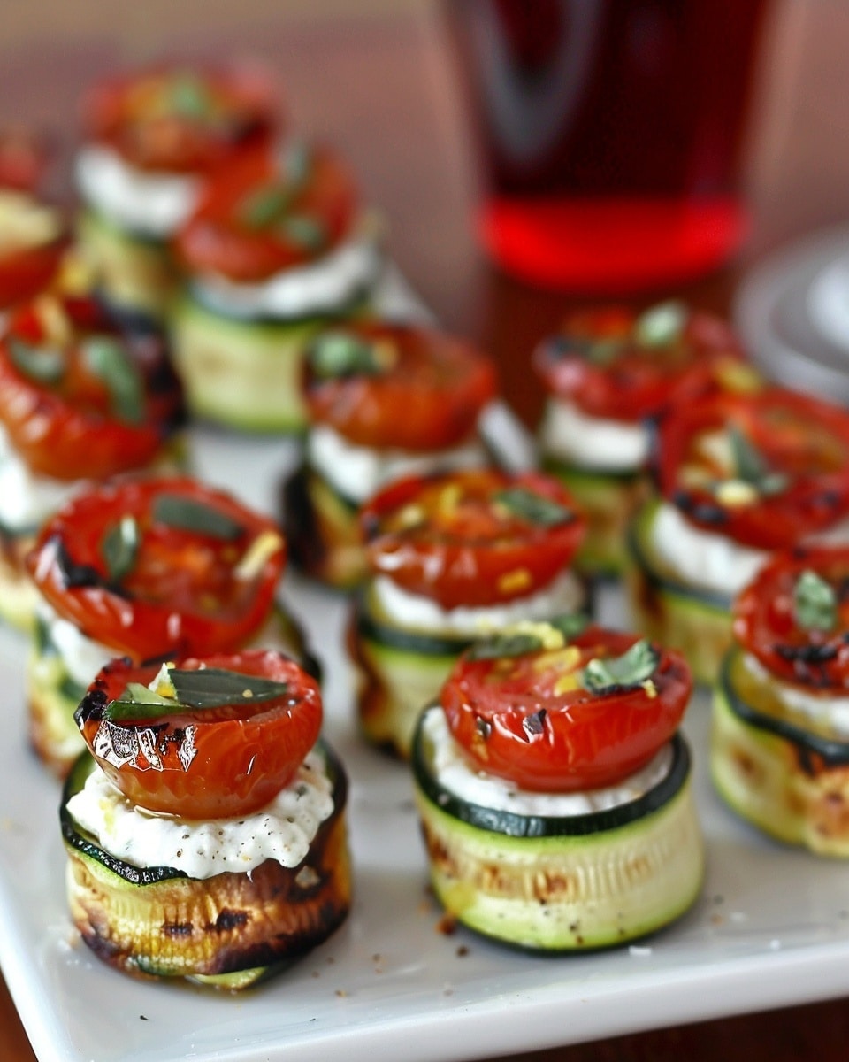 Vegan Grilled Zucchini Rollups Stuffed with Lemon-Basil Ricotta & Slow-Roasted Tomatoes