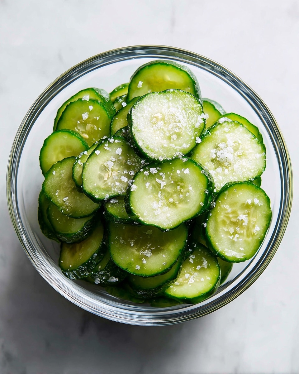 The image shows a white marbled surface with a blue and white striped towel spread out flat, covering most of the area. On top of the towel, there are many thin, round cucumber slices arranged closely together to cover the entire towel, creating a pattern of pale green with darker green edges. The cucumber slices are evenly spread out, overlapping very little, and fill the space fully, making a textured layer of sliced cucumbers over the fabric. photo taken with an iphone --ar 4:5 --v 7