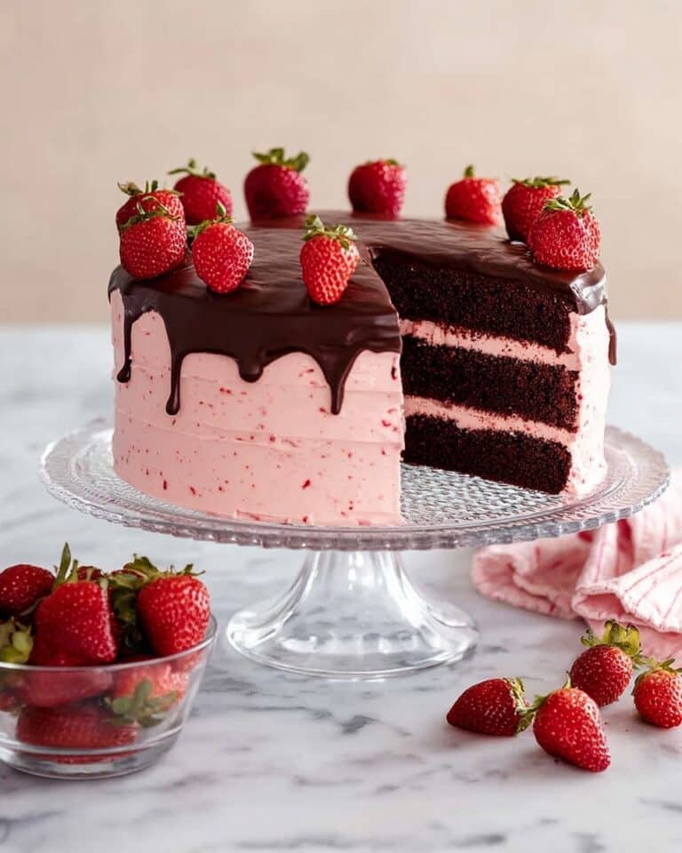 Chocolate Strawberry Cake with Strawberry Buttercream and Ganache Recipe