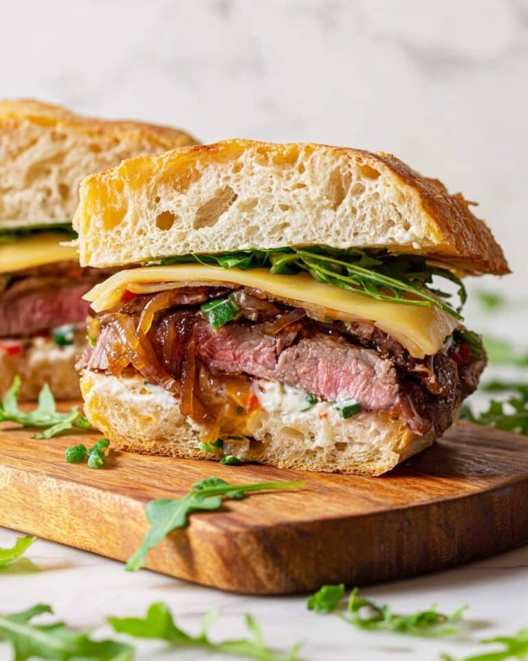 Ribeye Steak Sandwiches with Honey Balsamic Caramelized Onions & Herb Mayonnaise Recipe