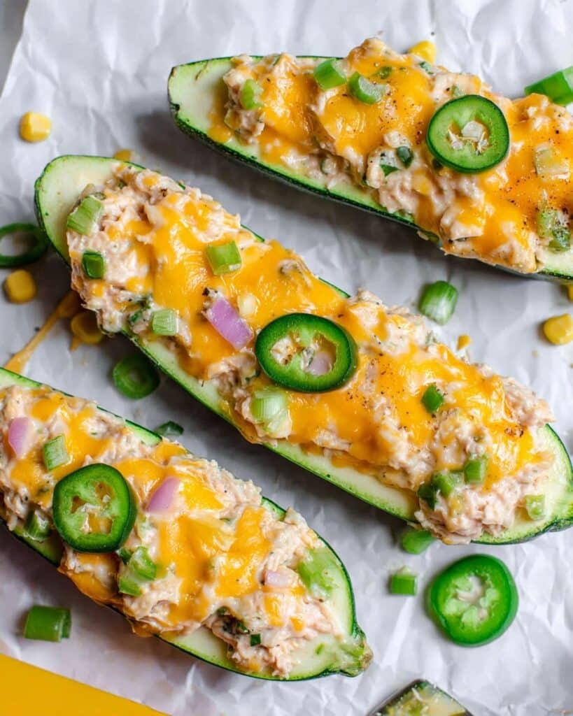 Low Carb Tuna Melt Zucchini Boats Recipe