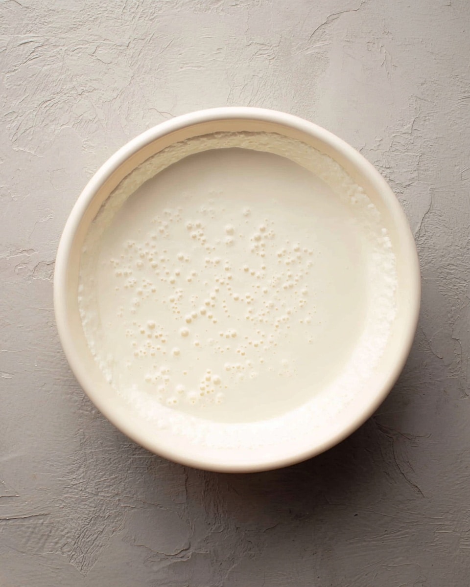 A white bowl filled with a single layer of thick, creamy white batter with small bubbles on the surface, placed on a white marbled textured background. photo taken with an iphone --ar 4:5 --v 7