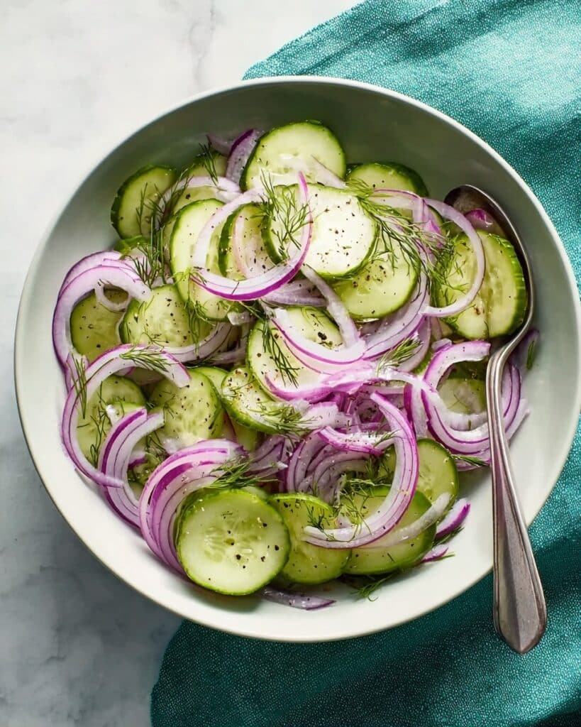 Cucumber Vinegar Salad with Fresh Dill and Red Onion Recipe