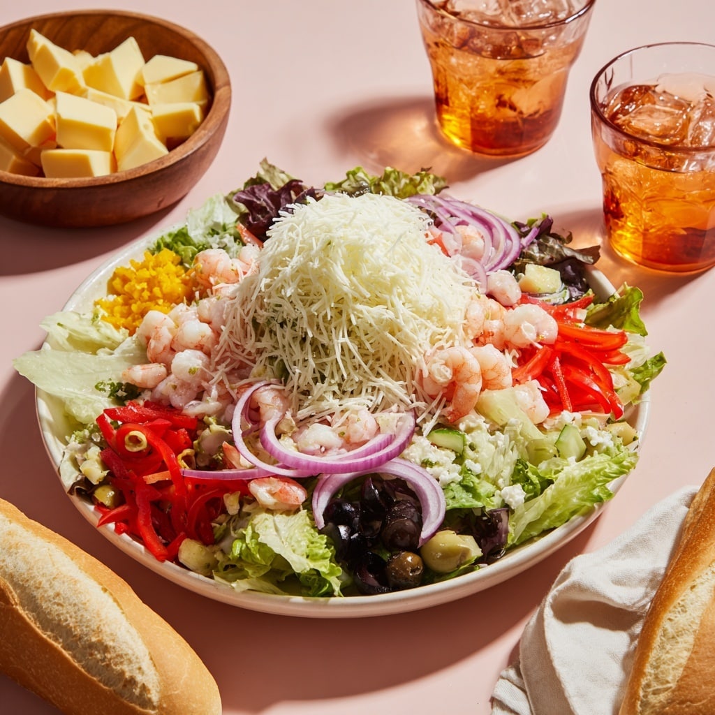Pizza Salad with Pepperoni, Mozzarella, and Veggies Recipe