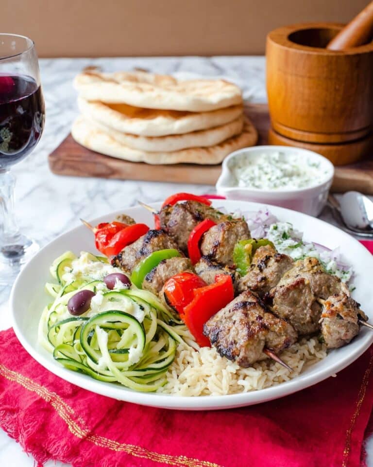 Greek Beef Souvlaki with Tzatziki Sauce Recipe
