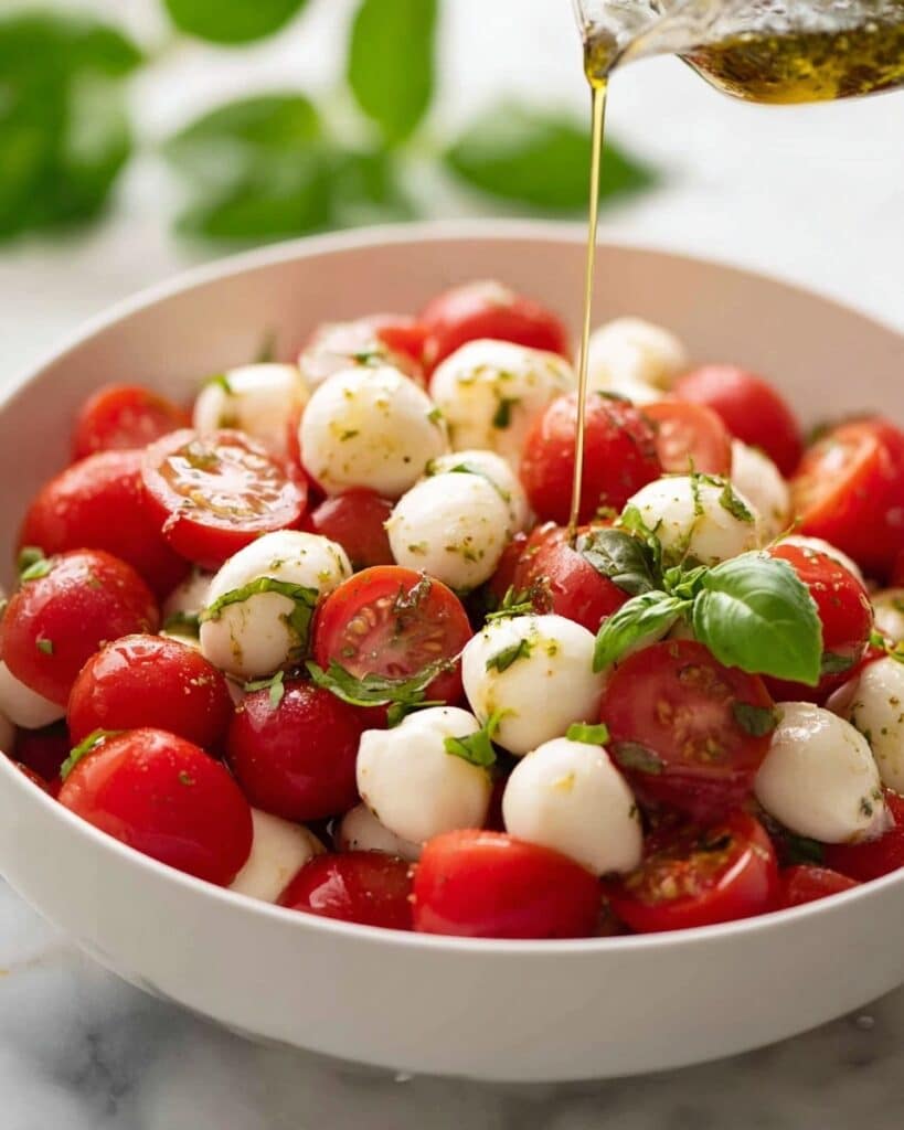 Caprese Salad with Cherry Tomatoes, Bocconcini, Basil, and Balsamic Glaze Recipe