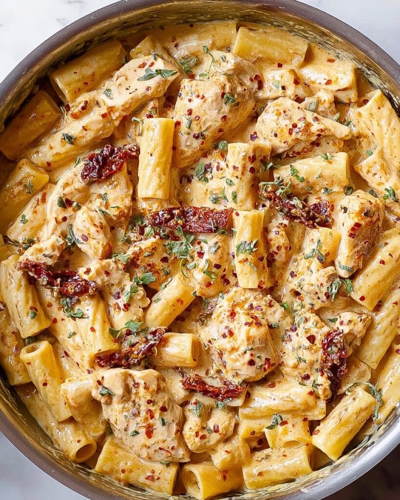 Sun-Dried Tomato Pasta with Chicken and Creamy Mozzarella Sauce Recipe
