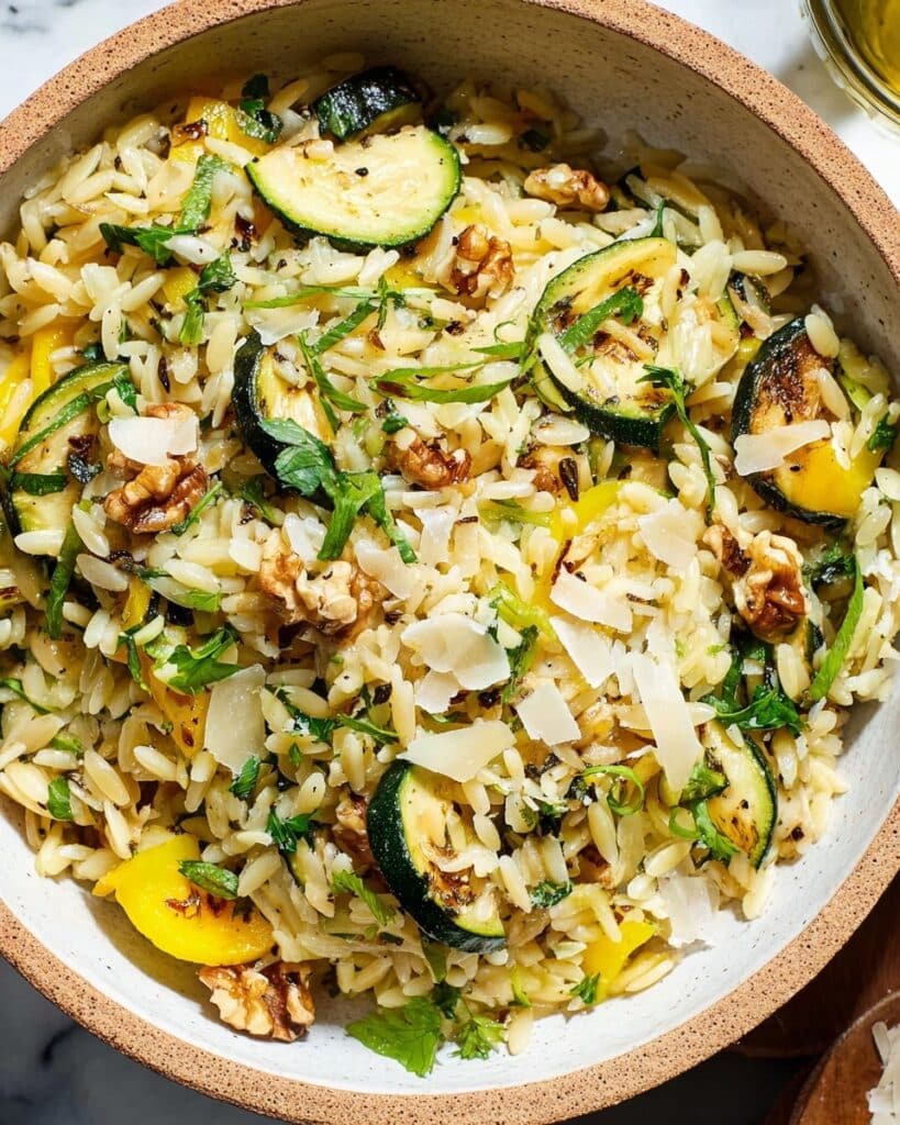 Zucchini Orzo Salad with Pepperoncini Dressing Recipe