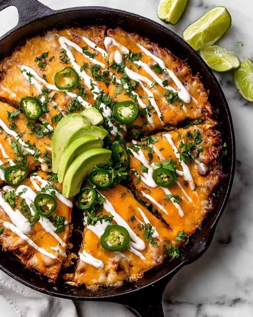Cheesy Rotisserie Chicken Enchilada Skillet Recipe