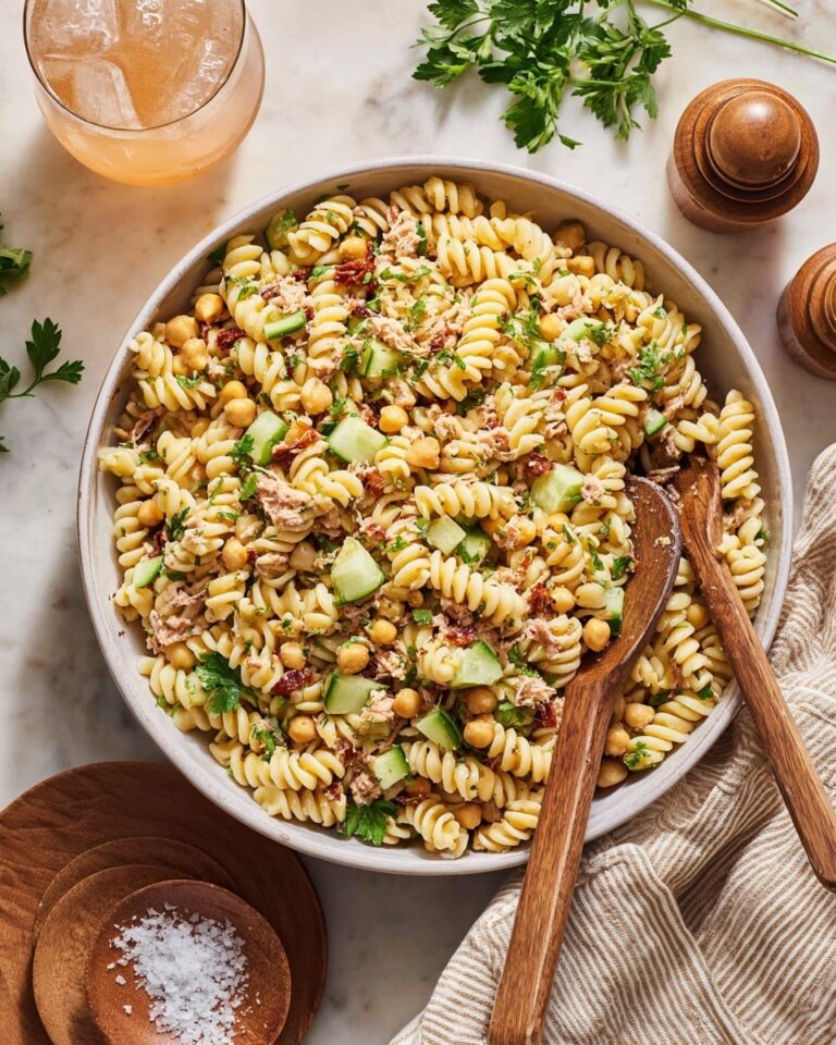High Protein Tuscan Chicken Pasta Salad Recipe