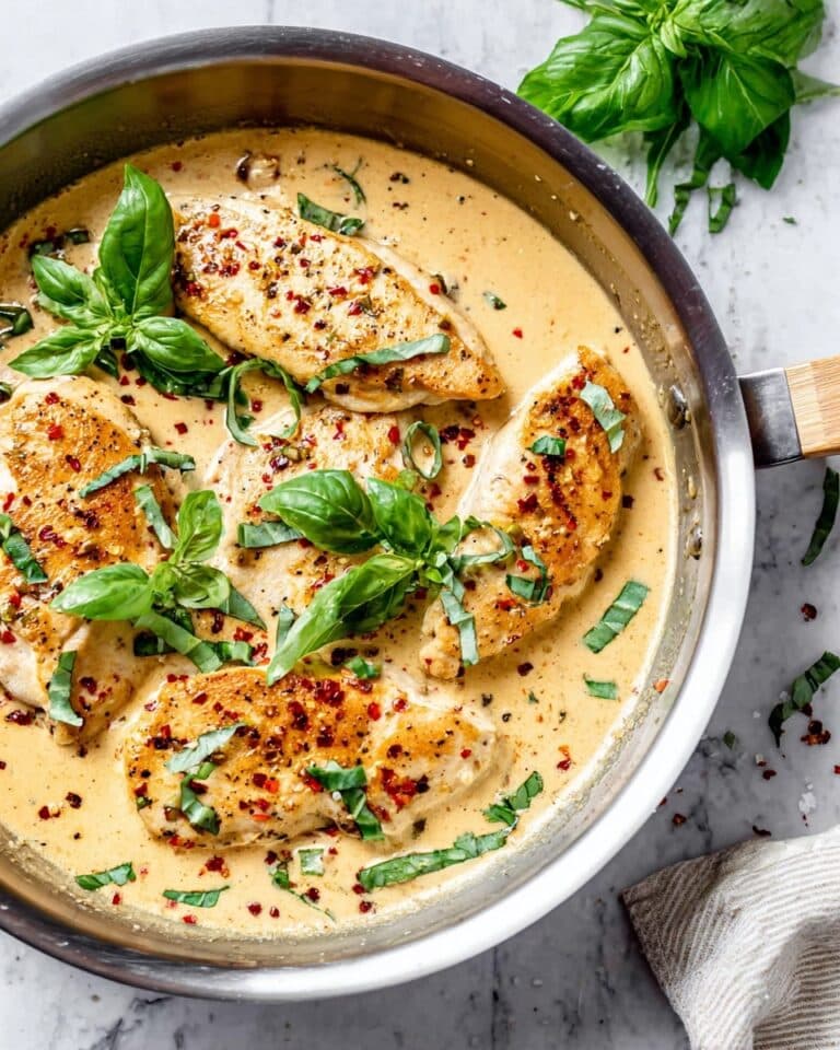 Creamy Parmesan Basil Chicken Recipe