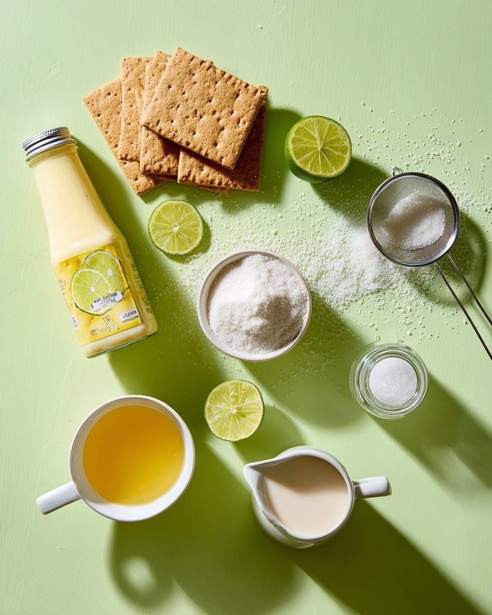 The image shows several square dessert bars arranged on a light green surface. Each bar has two distinct layers: a bottom brown crumbly crust and a thick, smooth pale yellow layer on top. On each bar, there is a dollop of fluffy white cream placed in the center. Small green lime zest pieces are sprinkled on top of the cream and the yellow layer, adding tiny touches of color. The desserts cast soft shadows, giving a fresh and bright look. Photo taken with an iphone --ar 4:5 --v 7