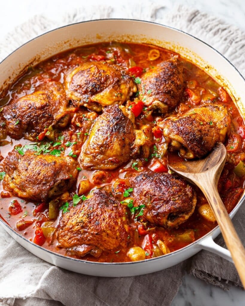 Braised Cajun Chicken Thighs with Andouille Sausage Recipe