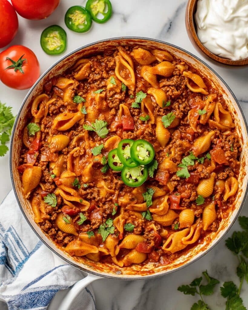 One Pan Cheesy Taco Pasta Recipe