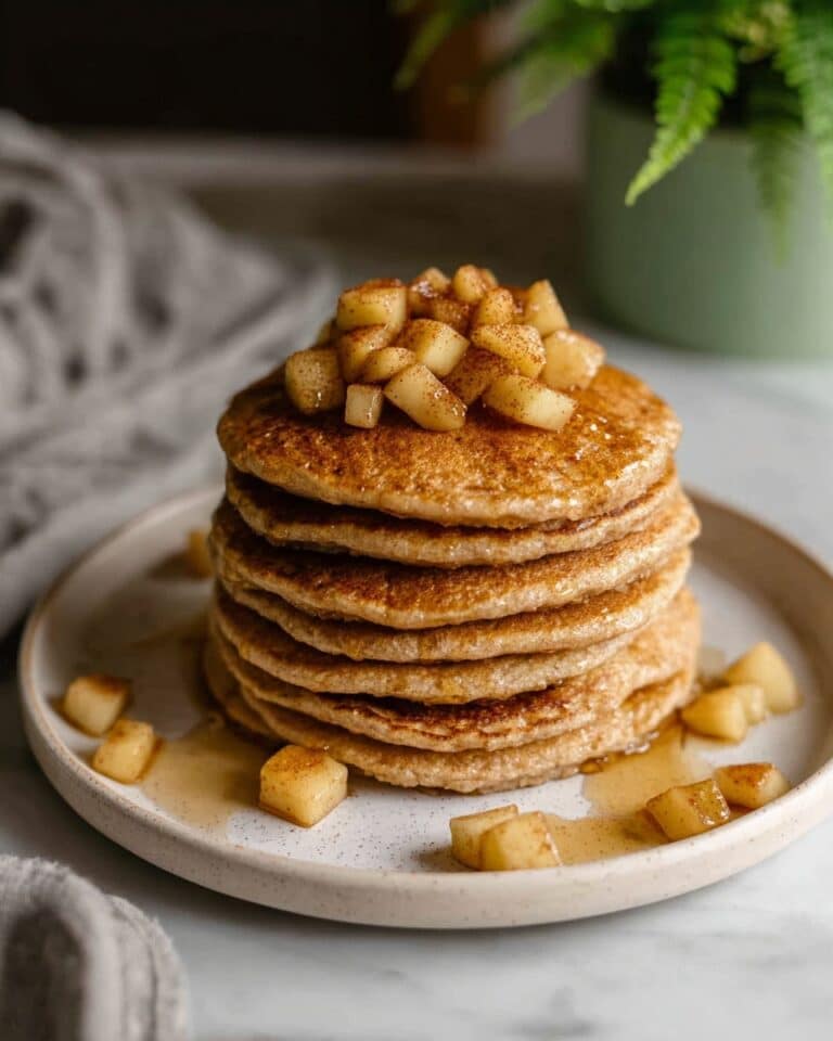 Healthy Spelt Flour Pancakes with Cinnamon Apple Topping Recipe