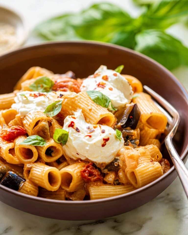 Eggplant Pasta with Burrata and Cherry Tomatoes Recipe
