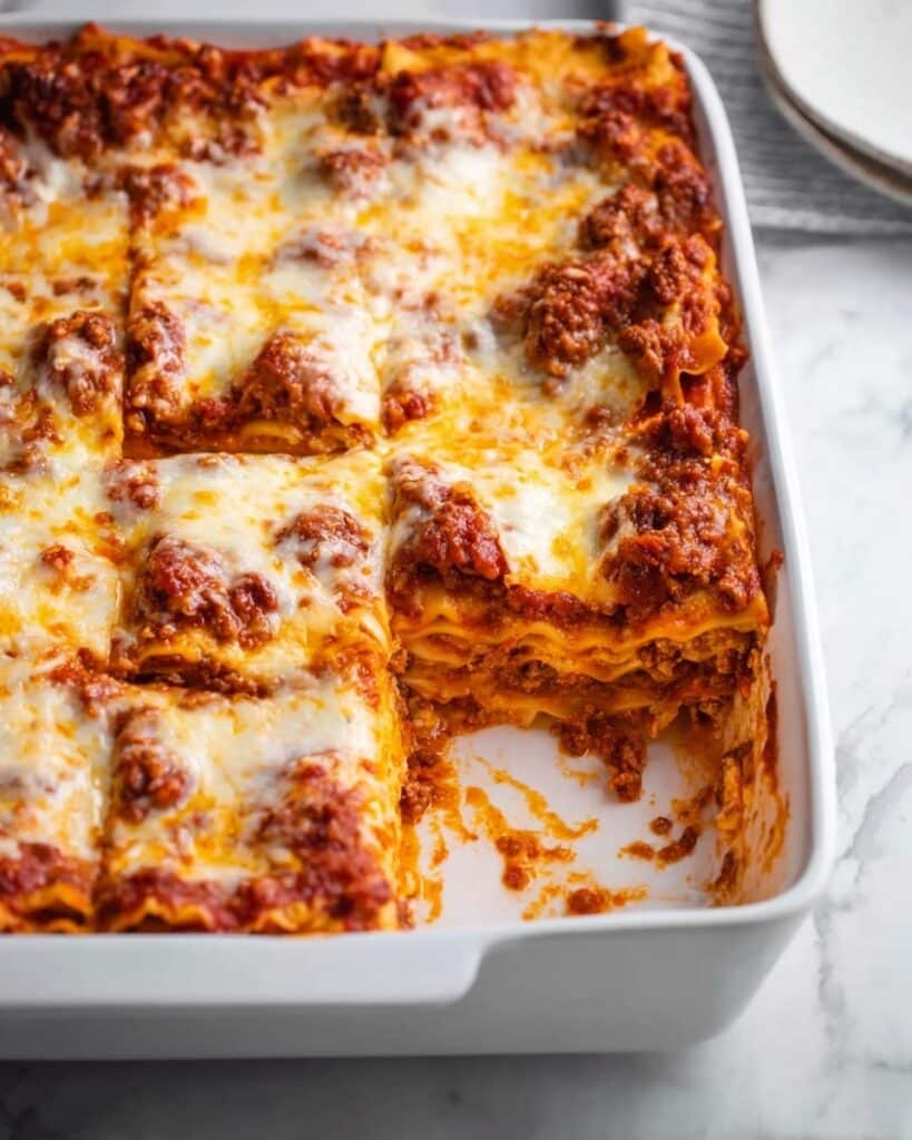 Lasagna Bolognese with No Boil Noodles Recipe