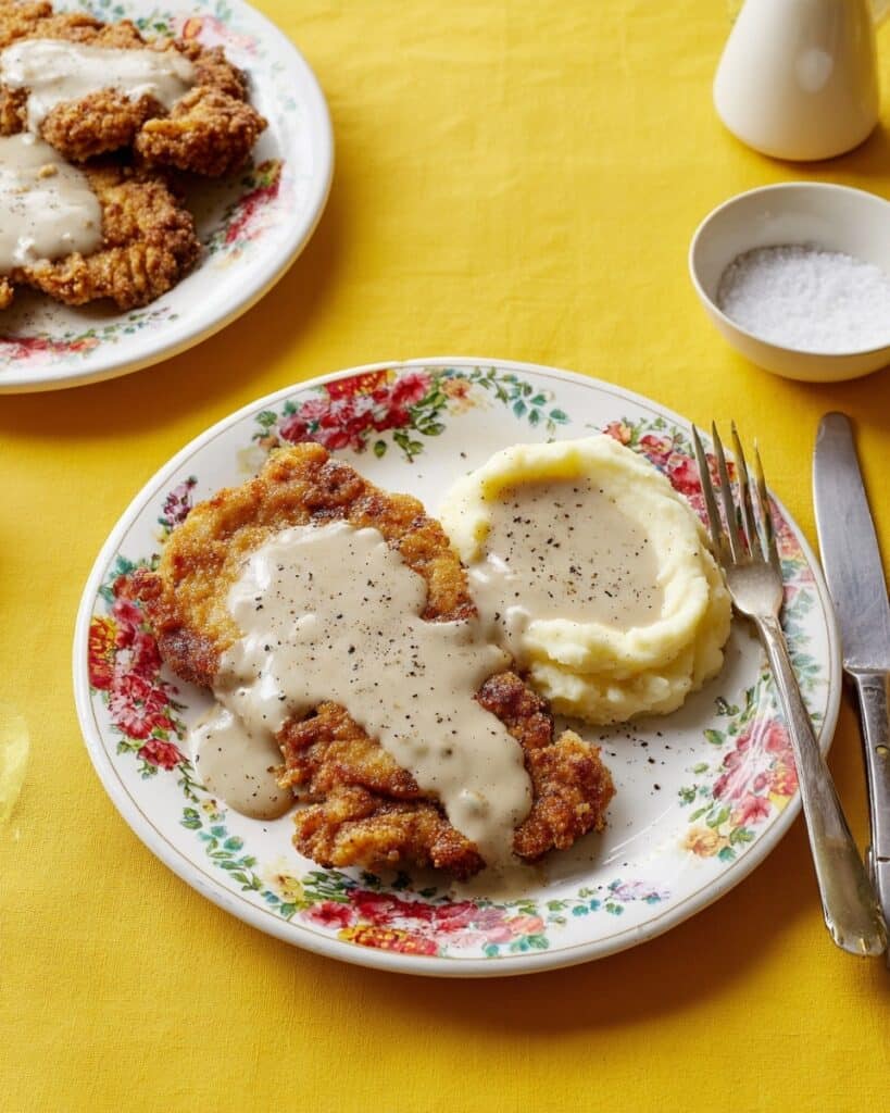 Chicken Fried Steak with Creamy Gravy and Mashed Potatoes Recipe