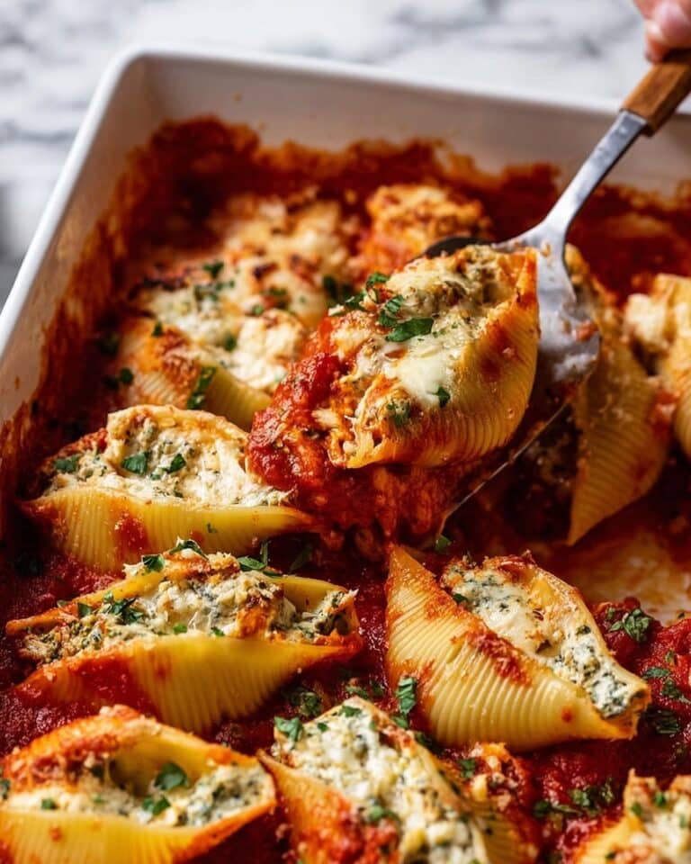 Spinach Ricotta Stuffed Shells with Rich Tomato Sauce Recipe
