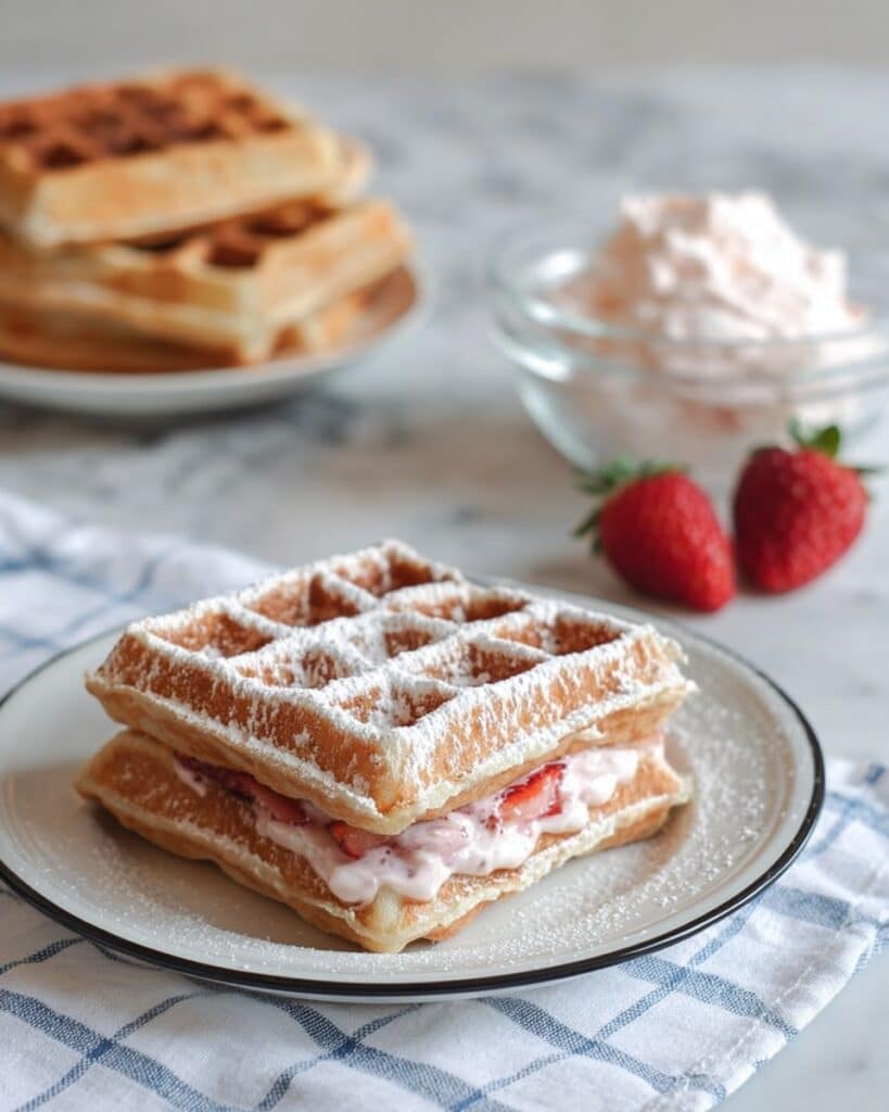 Strawberry Waffles with Homemade Strawberry Whipped Cream Recipe