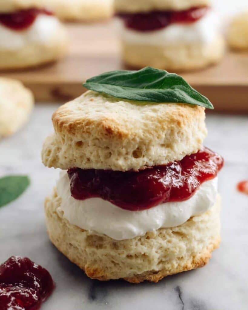 Roasted Strawberry Shortcakes with Basil Cream Recipe