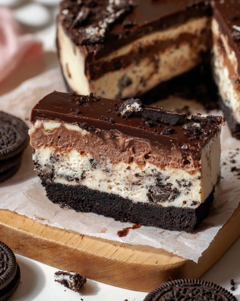 No Bake Oreo Icebox Cookies & Cream Cheesecake Recipe