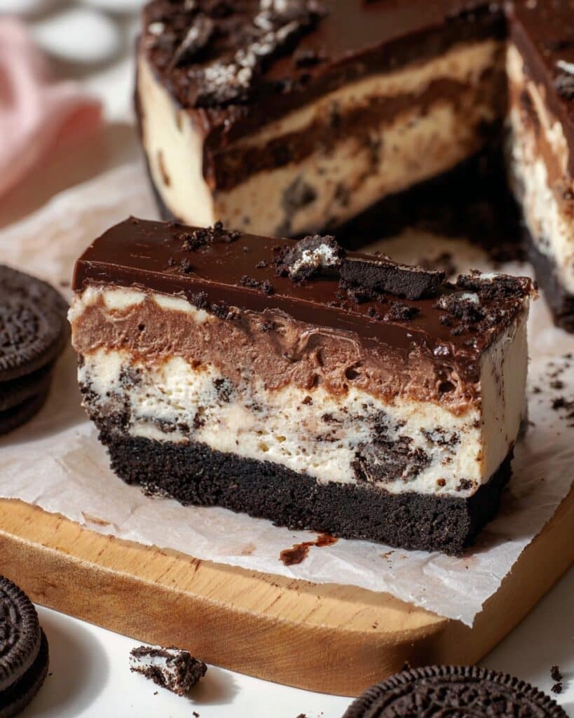 No Bake Oreo Icebox Cookies & Cream Cheesecake Recipe