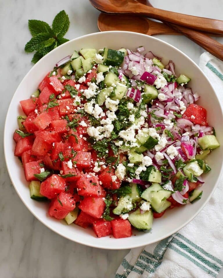 Watermelon Salad with Feta, Cucumber, and Mint Recipe