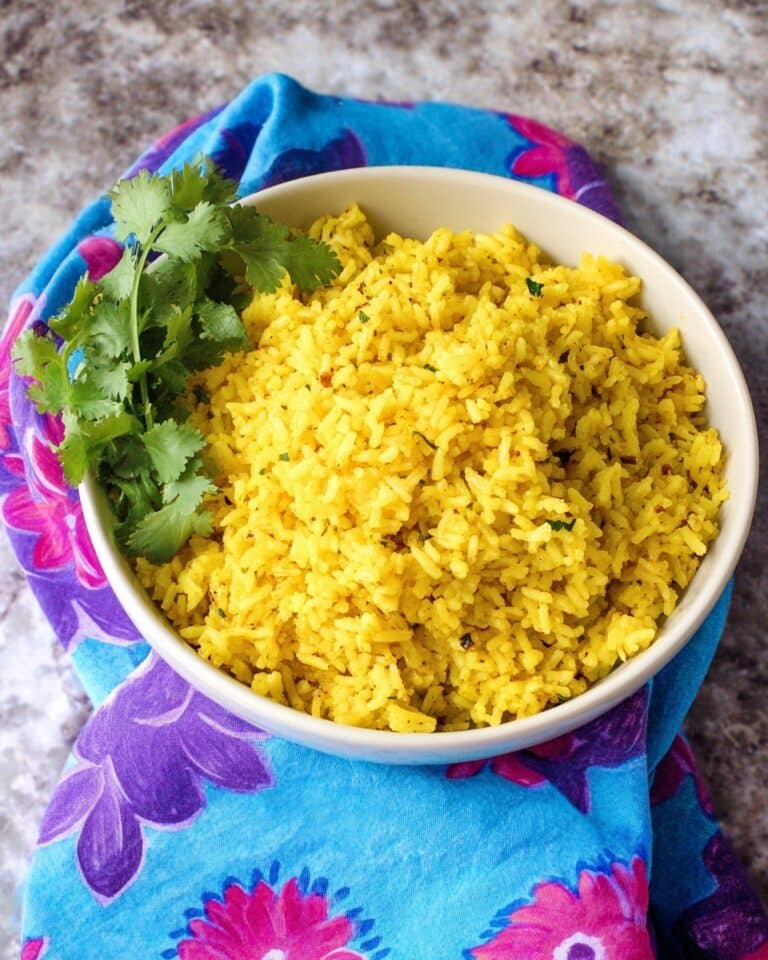 Mediterranean Yellow Rice with Pine Nuts and Cilantro Recipe