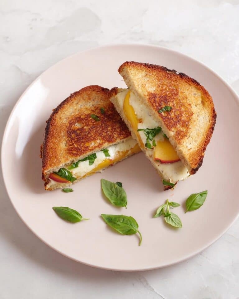 Peach Caprese Grilled Sandwiches with Basil and Fresh Mozzarella Recipe