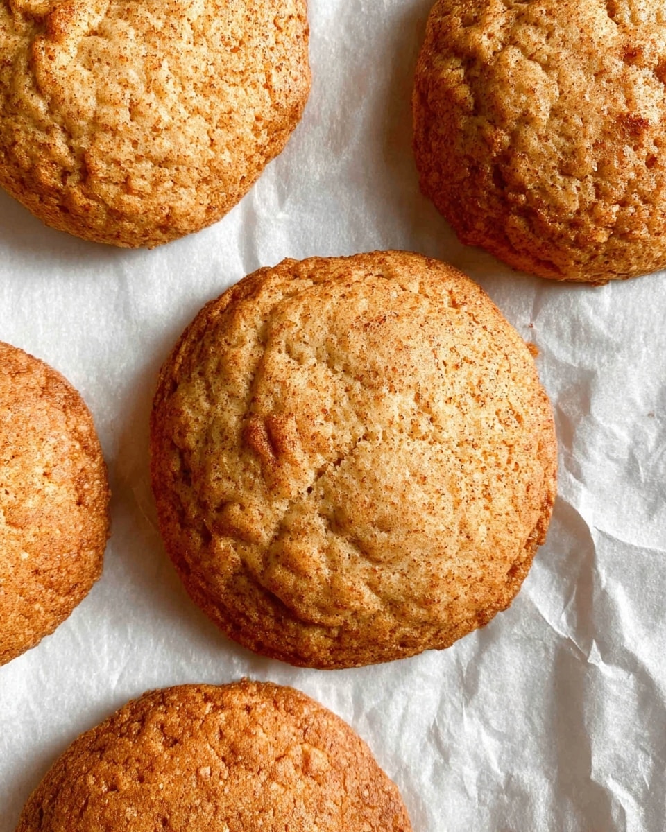 A close-up view shows a few round cookies with a rough and slightly cracked texture on top. Each cookie is a warm golden brown color and uneven in shape, with subtle darker spots giving a toasted look. The cookies are placed on a crinkled white paper that adds texture underneath them. The background is a white marbled surface. photo taken with an iphone --ar 4:5 --v 7