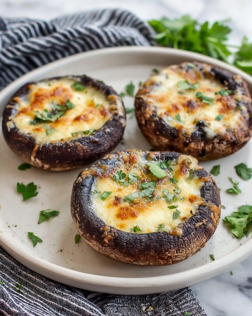 Baked Portobello Mushrooms with Garlic, Herbs, and Cheeses Recipe