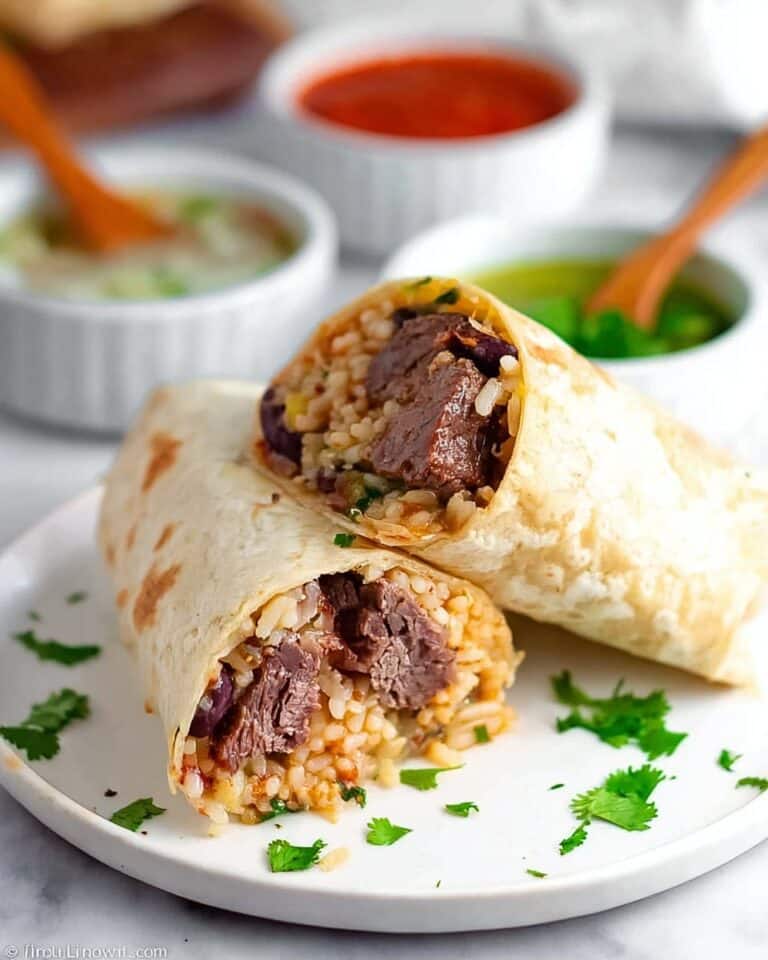 Grilled Steak Burritos with Salsa Verde and Fresh Toppings Recipe